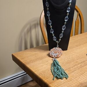 Elegant Beaded Necklace with Tassel